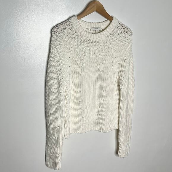 Vince Mirrored Rib Knit Pullover Sweater Womens Small Ivory Minimalist Fisherman - Picture 3 of 14